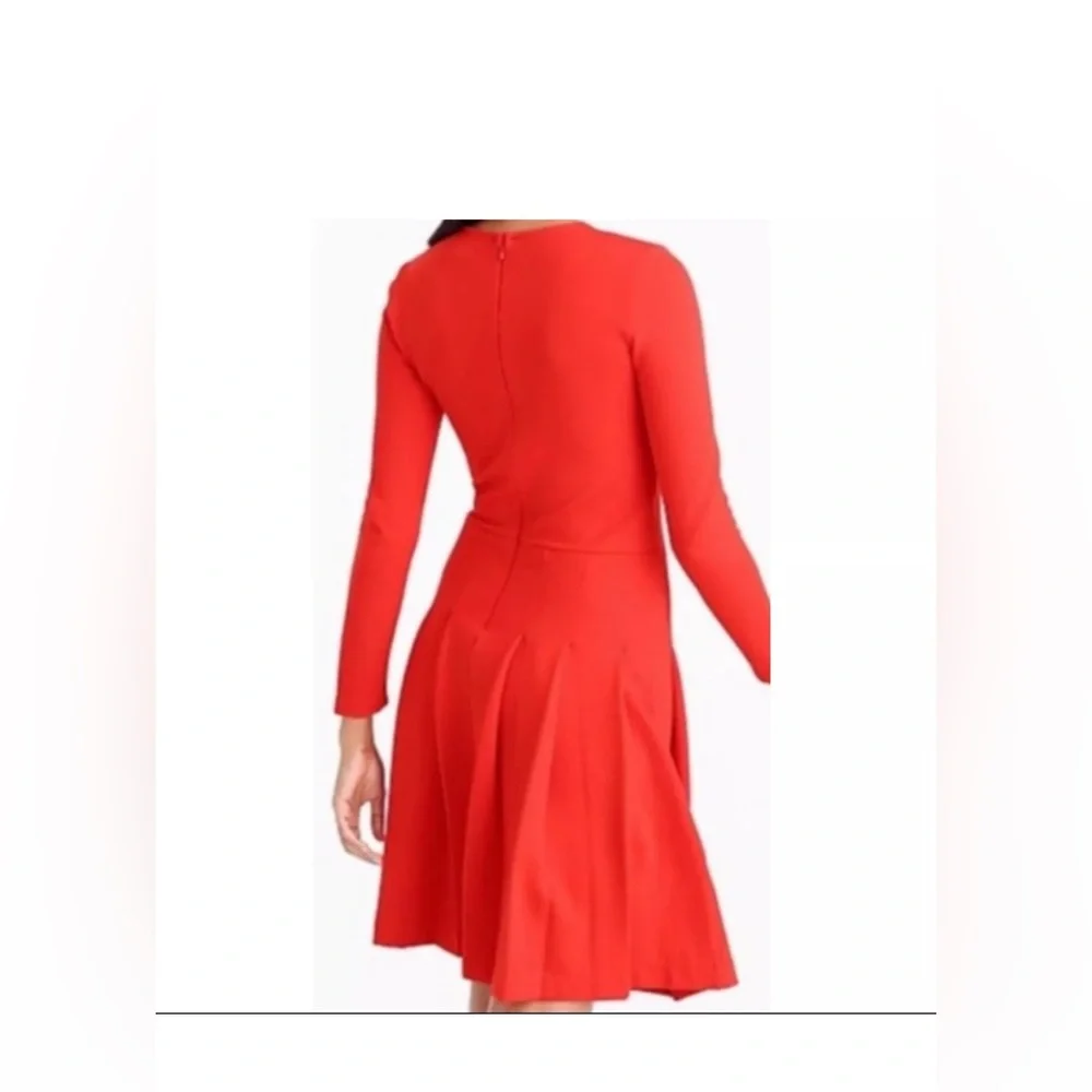 J. Crew Pleated Long Sleeve Red Knit Midi Dress - Picture 2 of 11